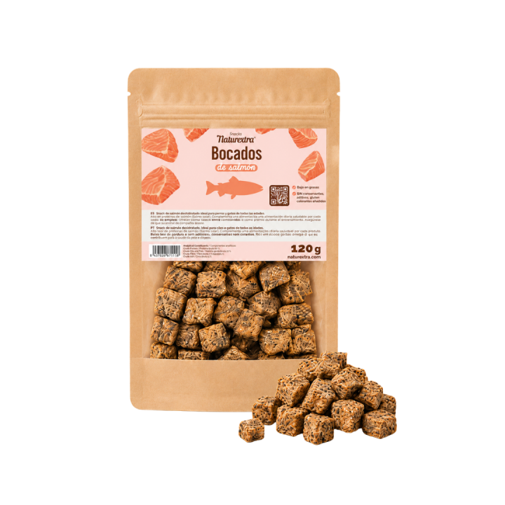 Naturextra Getrocknete Lachshäppchen für Hunde und Katzen