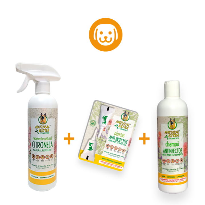 LOCIÓN DE CITRONELA NE + CHAMPÚ REPELENTE NE + PIPETAS PERRO